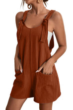 Load image into Gallery viewer, Black Adjustable Straps Pocketed Textured Romper