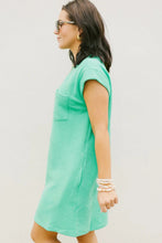 Load image into Gallery viewer, Mint Green Textured Cap Sleeve T Shirt Dress