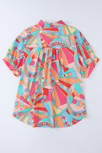 Load image into Gallery viewer, Multicolor Abstract Geometric Print Tassel Tie Flared Dress
