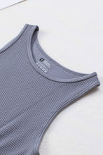 Load image into Gallery viewer, Black Solid Color Ribbed Sleeveless Sport Romper