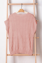 Load image into Gallery viewer, Dusty Pink Lattice Textured Knit Short Sleeve Sweater