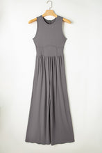 Load image into Gallery viewer, Medium Grey Cinched Waist Sleeveless Wide Leg Jumpsuit