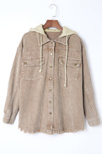 Load image into Gallery viewer, Khaki Patchwork Hooded Corduroy Shacket