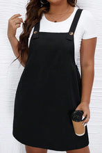 Load image into Gallery viewer, Black Solid Buttoned Straps Plus Size Overall Dress