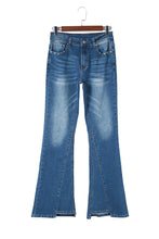 Load image into Gallery viewer, Sky Blue Medium Wash High Rise Flare Jeans