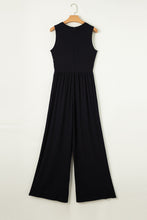 Load image into Gallery viewer, Black Cinched Waist Sleeveless Wide Leg Jumpsuit