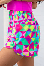Load image into Gallery viewer, Multicolor Geometric High Waisted Athletic Shorts
