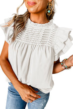 Load image into Gallery viewer, White Smocked Ruffle Sleeve Blouse