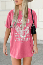 Load image into Gallery viewer, Pink Guitar Slogan Letter Graphic Print Oversized T Shirt