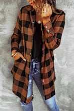 Load image into Gallery viewer, Red Turn-down Collar Plaid Shirt Coat