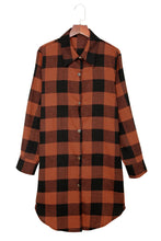 Load image into Gallery viewer, Red Turn-down Collar Plaid Shirt Coat