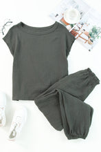 Load image into Gallery viewer, Gray Crinkled Texture Tee and Jogger Pants Set
