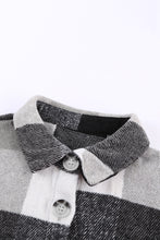 Load image into Gallery viewer, Plaid Color Block Buttoned Long Sleeve Jacket with Pocket