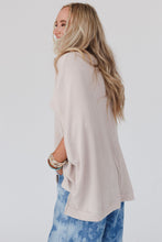 Load image into Gallery viewer, Apricot Ribbed Knit Batwing Sleeve Tunic Oversized T Shirt