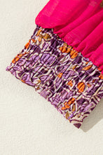 Load image into Gallery viewer, Purple Floral Smocked Puff Sleeve High Neck Mini Dress