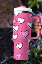 Load image into Gallery viewer, Rose Red Valentines Heart Printed Thermos Cup with Handle 40oz