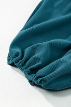 Load image into Gallery viewer, Blue Corduroy Snap Buttons Empire Waist Bracelet Sleeve Dress