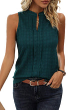 Load image into Gallery viewer, Sea Green Lattice Textured Split Neck Tank Top