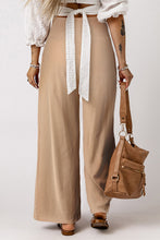 Load image into Gallery viewer, Black Smocked Wide Waistband High Waist Wide Leg Pants