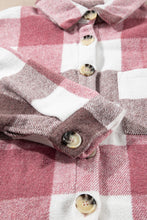 Load image into Gallery viewer, Plaid Color Block Buttoned Long Sleeve Jacket with Pocket