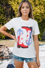 Load image into Gallery viewer, White American Flag Boots Pattern Graphic Tee