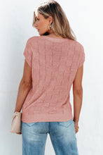Load image into Gallery viewer, Dusty Pink Lattice Textured Knit Short Sleeve Sweater