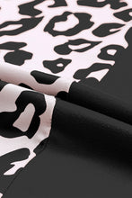 Load image into Gallery viewer, Black Contrast Solid Leopard Short Sleeve T-shirt Dress with Slits