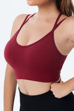 Load image into Gallery viewer, Black Ribbed Knit Strappy Back Sports Bra