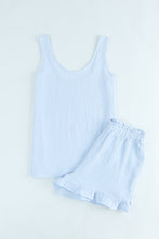 Load image into Gallery viewer, Sky Blue Textured U Neck Tank Top and High Waist Shorts Set