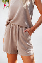 Load image into Gallery viewer, Smoke Gray Corded Sleeveless Top and Pocketed Shorts Set