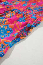 Load image into Gallery viewer, Red Floral Print Ruffled Sleeveless Plus Size Long Dress