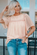 Load image into Gallery viewer, Apricot Flutter Sleeves Sheer Textured Babydoll Top