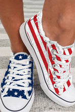 Load image into Gallery viewer, Blue American Flag Lace-up Canvas Flat Shoes
