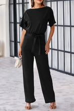 Load image into Gallery viewer, Red Belted Wide Leg Jumpsuit
