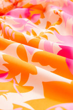 Load image into Gallery viewer, Orange Abstract Print Smocked Lantern Sleeve Ruffle Mini Dress