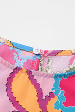 Load image into Gallery viewer, Multicolor Vibrant Floral Print Trimmed Ruffle Sleeve Blouse