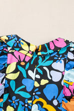 Load image into Gallery viewer, Blue Split Neck Collared Plus Floral Dress