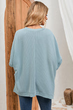 Load image into Gallery viewer, Apricot Ribbed Knit Batwing Sleeve Tunic Oversized T Shirt