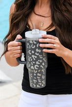 Load image into Gallery viewer, White Leopard Print 40OZ Stainless Steel Portable Cup with Handle