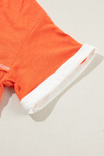 Load image into Gallery viewer, Grapefruit Orange Contrast Trim Exposed Seam V Neck T-shirt