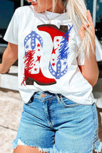 Load image into Gallery viewer, White American Flag Boots Pattern Graphic Tee