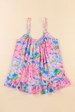 Load image into Gallery viewer, Pink Abstract Floral Print Notch V Neck Rolled Short Sleeve Blouse