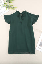 Load image into Gallery viewer, Green Tiered Sleeve Frilled Neck Dotted Top
