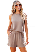 Load image into Gallery viewer, Smoke Gray Corded Sleeveless Top and Pocketed Shorts Set