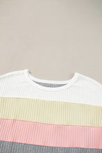 Load image into Gallery viewer, Gray Ribbed Color Block Patchwork T-shirt