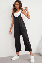 Load image into Gallery viewer, Black Pocketed Adjustable Spaghetti Strap Straight Leg Jumpsuit