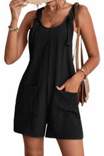 Load image into Gallery viewer, Black Adjustable Straps Pocketed Textured Romper