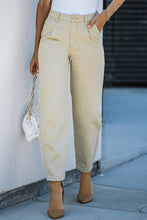 Load image into Gallery viewer, White Solid High Waist Casual Pants