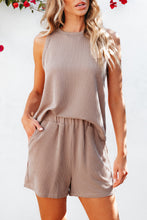 Load image into Gallery viewer, Smoke Gray Corded Sleeveless Top and Pocketed Shorts Set