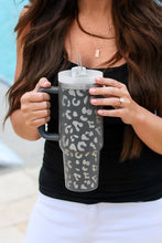 Load image into Gallery viewer, White Leopard Print 40OZ Stainless Steel Portable Cup with Handle